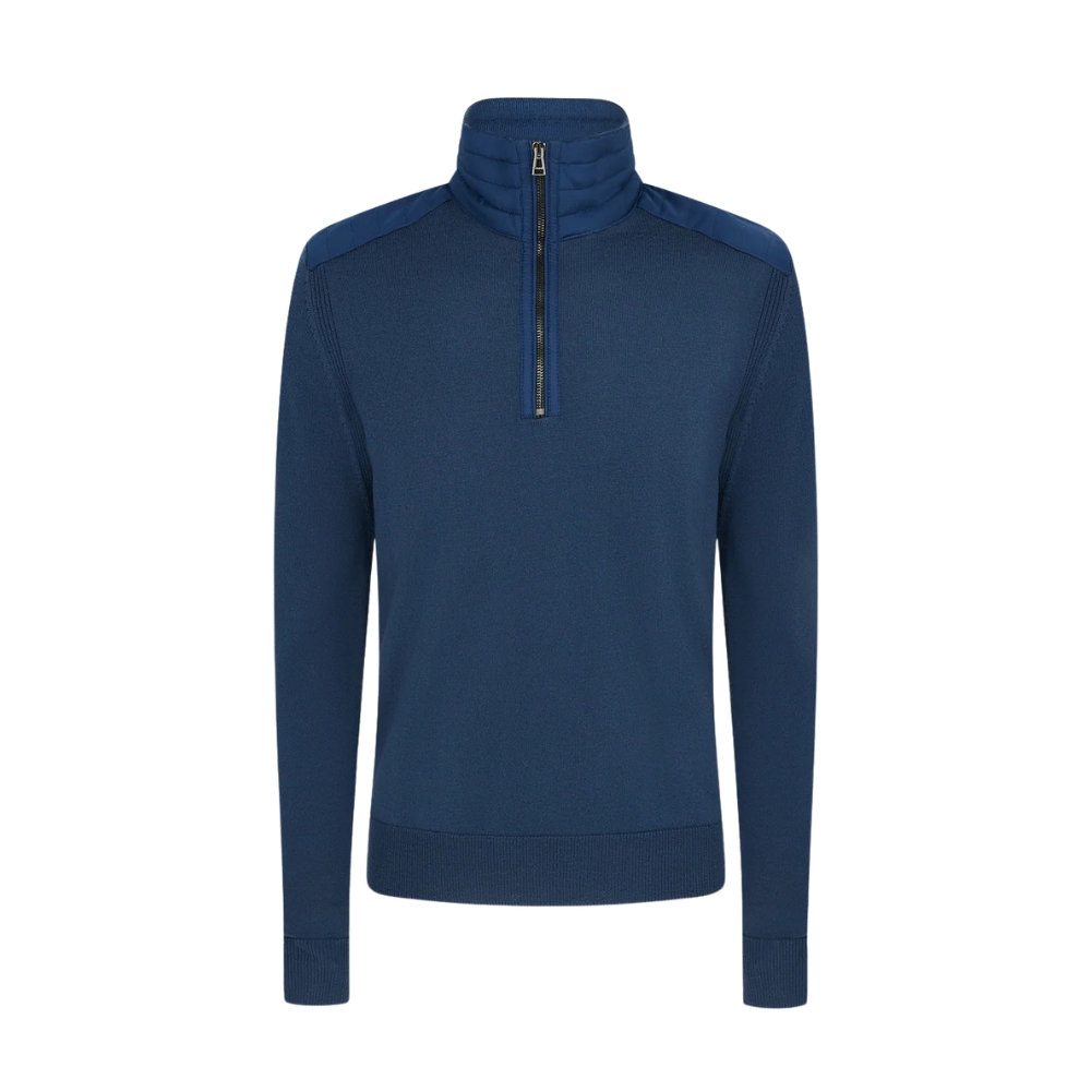 Belstaff Kilmington Insignia Blue Merino Wool Quarter Zip Jumper