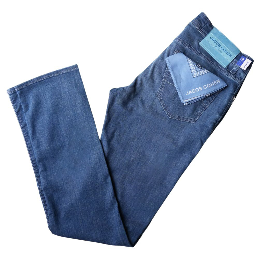 Jacob Cohen Bard Light Blue Badge Power Stretch Mid Blue Jeans