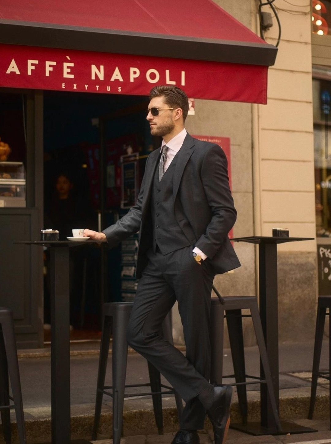 Julianpiket Business Outfit Formal Grey Suit With Waistcoat And Black Tie